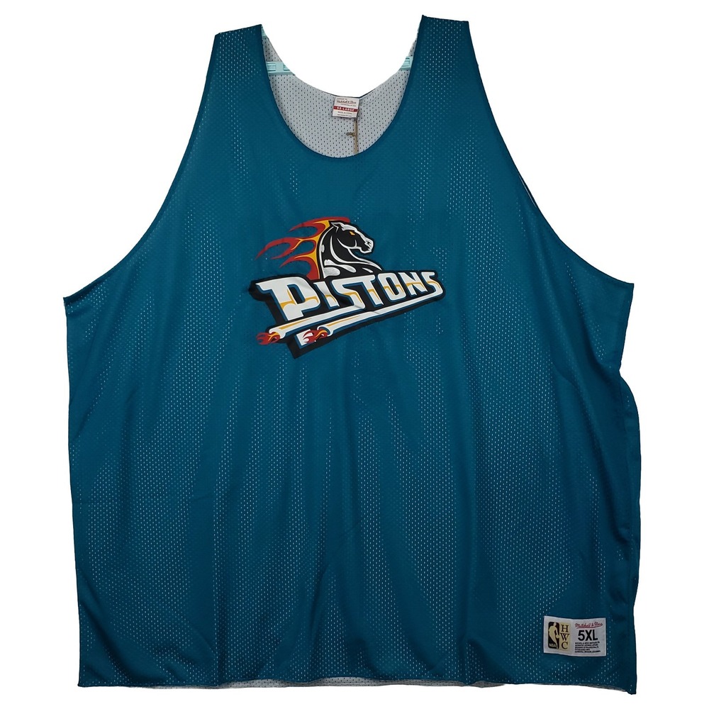 Detroit Pistons Mitchell & Ness NBA 5XL XXXXXL Reversible Jersey Teal White NWT
